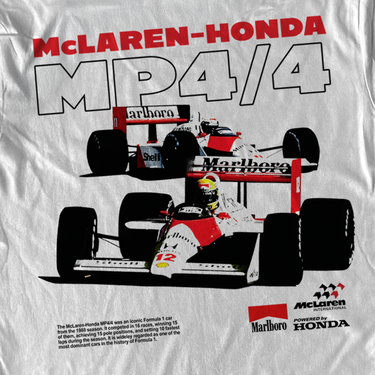 'McLAREN-HONDA 1988 MP4/4' HEAVYWEIGHT WHITE T-SHIRT