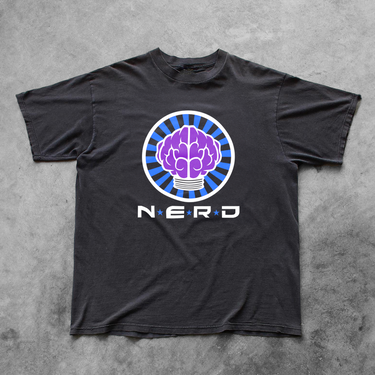 RETRO N.E.R.D. '02 MERCH 'BRAIN LOGO' HEAVYWEIGHT BLACK T-SHIRT