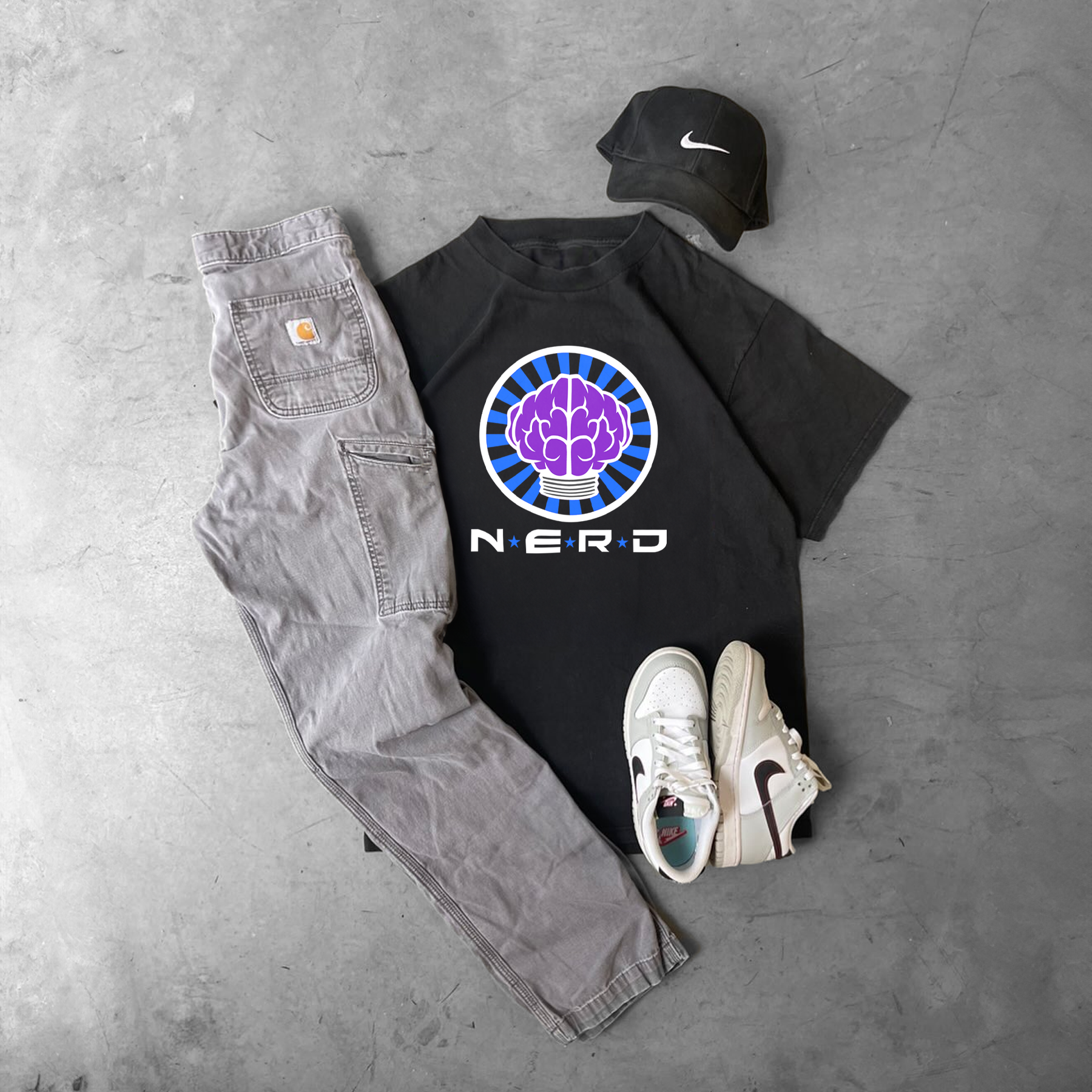 Retro N.E.R.D. '02 Merch 'Brain Logo' Heavyweight Black T-Shirt – AOCTW