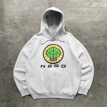 RETRO NERD '02 MERCH 'BRAIN LOGO' WHITE HOODIE