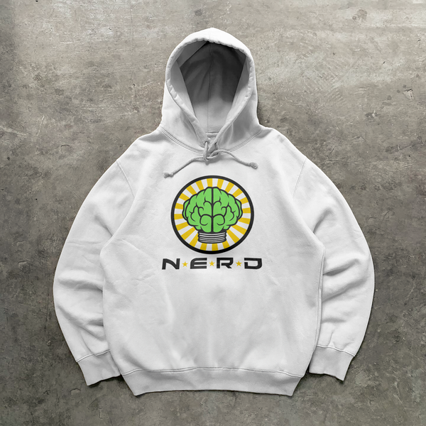 Retro Nerd '02 Merch 'Brain Logo' White Hoodie – AOCTW