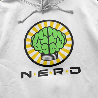 RETRO NERD '02 MERCH 'BRAIN LOGO' WHITE HOODIE