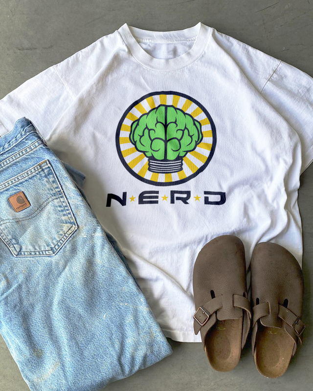 Retro N.E.R.D. '02 Merch 'Brain Logo' Heavyweight White T-Shirt – AOCTW