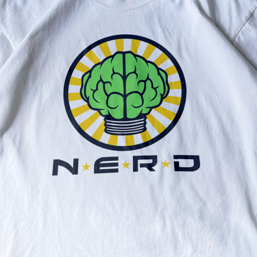 RETRO N.E.R.D. '02 MERCH 'BRAIN LOGO' HEAVYWEIGHT WHITE T-SHIRT