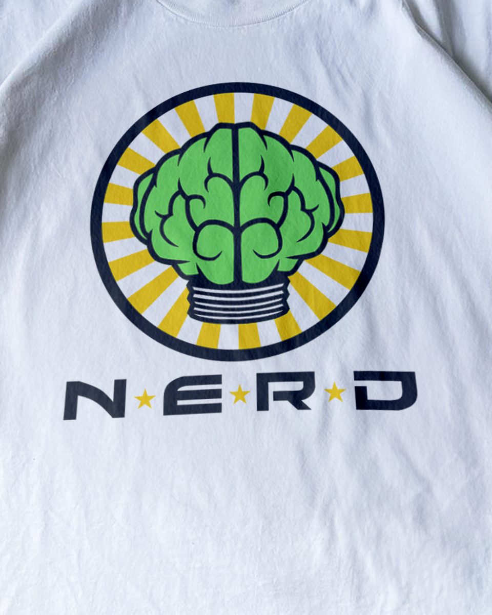 Brain Merch Retro N.E.R.D. '02 Merch 'Brain Logo' Heavyweight White T-Shirt – AOCTW