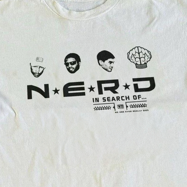 VINTAGE N.E.R.D 2002 'IN SEARCH OF' MERCH HEAVYWEIGHT WHITE T-SHIRT