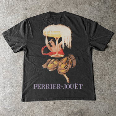 PERRIER-JOUET CHAMPAGNE 'COUPE' HEAVYWEIGHT BLACK T-SHIRT