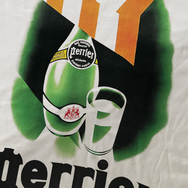 VINTAGE 50s 'PERRIER' POSTER HEAVYWEIGHT WHITE T-SHIRT