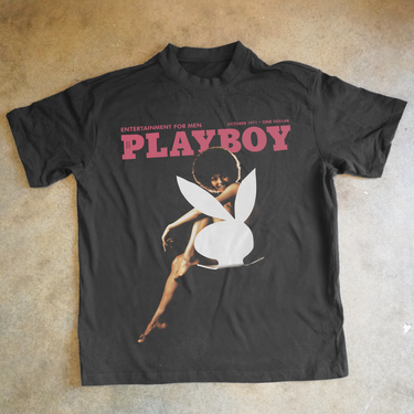 1971 PLAYBOY 'BUNNY CHAIR' HEAVYWEIGHT BLACK T-SHIRT