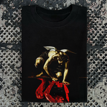 'Lucifer Was Once An Angel' Heavyweight Black T-Shirt