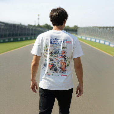 RETRO 1986 FOSTERS F1 WHITE HEAVY WEIGHT TEE