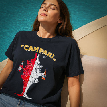 1921 'CAMPARI CLOWNS' VINTAGE POSTER HEAVYWEIGHT BLACK T-SHIRT