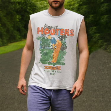 H00TERS MATCH WEEK 'AUGUSTA' 93 HEAVYWEIGHT WHITE CUT-OFF T-SHIRT