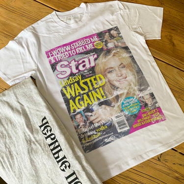 THE STAR MAY 2011 'WASTED AGAIN!' LINDSEY ISSUE HEAVYWEIGHT WHITE T-SHIRT