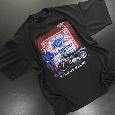 NOTHING BEATS A BUD MOTORCYCLE VINTAGE WASHED BLACK T-SHIRT