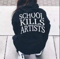 SCHOOL KILLS ARTISTS HEAVYWEIGHT BLACK T-SHIRT