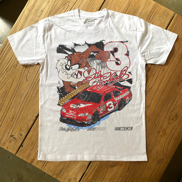 TASMANIAN DEVIL DALE EARNHARDT NASCAR HEAVYWEIGHT WHITE T-SHIRT