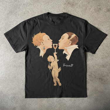 1920s 'VERMOUTH WINE' CHERUB PREMIUM BLACK HEAVYWEIGHT T-SHIRT