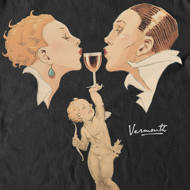 1920s 'VERMOUTH WINE' CHERUB PREMIUM BLACK HEAVYWEIGHT T-SHIRT