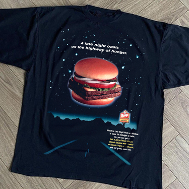 RETRO WENDY'S HIGHWAY OASIS HEAVY WEIGHT BLACK TEE