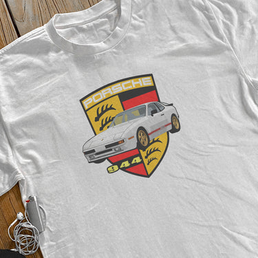 PORSCHE - 944 CAR HEAVYWEIGHT WHITE T-SHIRT