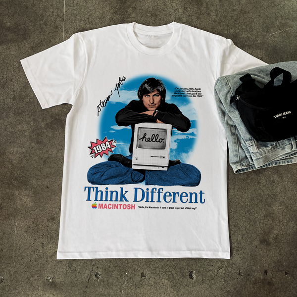 Steve Jobs 'Think Differently' Heavy White T-Shirt – AOCTW