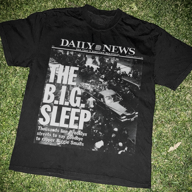 1997 'RIP B.I.G.' Biggie News Headline Heavyweight Faded Black Tee