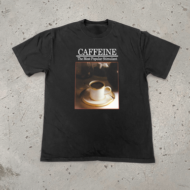 DRUG ENCYCLOPEDIA 'CAFFEINE' HEAVY FADED BLACK TEE