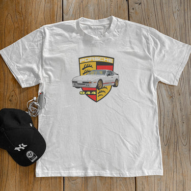 PORSCHE - 944 CAR HEAVYWEIGHT WHITE T-SHIRT