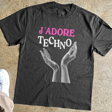 J'ADORE TECHNO HEAVYWEIGHT BLACK TSHIRT