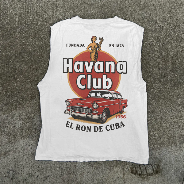 Havana Club' Cuba Caddy Heavy White Cut-Off T-Shirt – AOCTW
