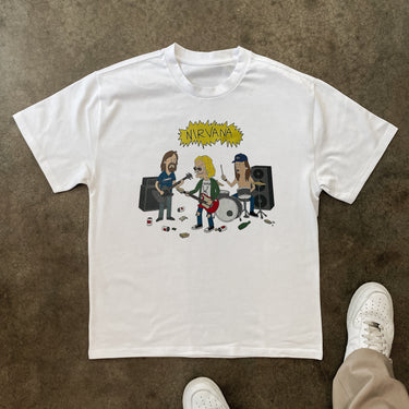 Beavis And Butthead - Nirvana Heavyweight White T-Shirt