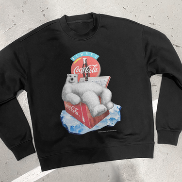 90s Coke 'Polar Bear' Cooler Black Crewneck
