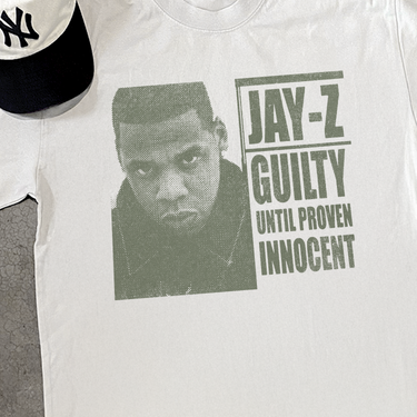 JAY Z 'GUILTY UNTIL PROVEN INNOCENT' FADED HEAVY WHITE TEE