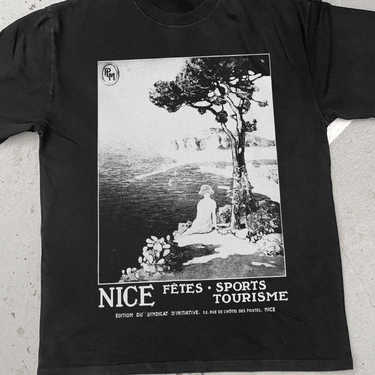 SICK 'NICE' FRENCH TOURISM POSTER STAMP BLACK FADED TEE