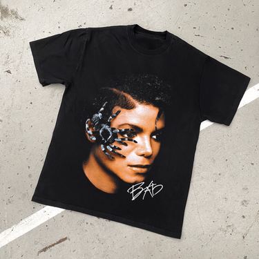M. JACKSON 'SPIDER' BAD HEAVYWEIGHT BLACK T-SHIRT