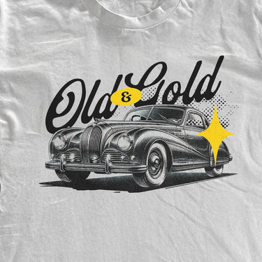 OLD & GOLD JAGUAR XK120 HEAVYWEIGHT WHITE T-SHIRT