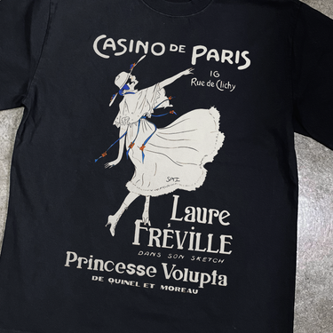 1920s PARISIAN 'CASINO' TOURISM POSTER HEAVY FADED BLACK TEE