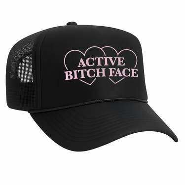'ACTIVE BITCH FACE' BLACK FOAM TRUCKER HAT
