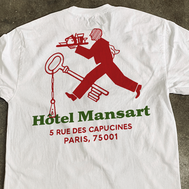 DOPE RETRO 'HOTEL MANSART' PARIS HOTEL FADED HEAVY WHITE TEE