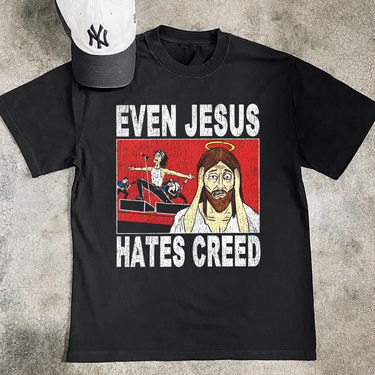 Even Jesus Hates Creed Heavyweight Black Tee