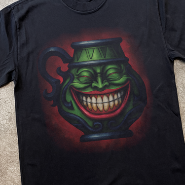 SPELL 'POT OF GREED' HEAVY FADED BLACK T-SHIRT