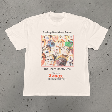 'ANXIETY HAS MANY FACES' BONE HEAVY WEIGHT T-SHIRT