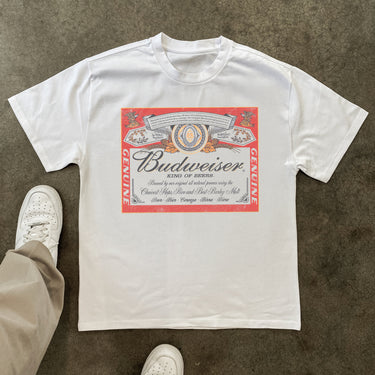 BUDWEISER LABEL HEAVYWEIGHT WHITE TSHIRT