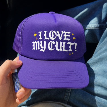 'I Love My Cult' Purple Foam Trucker
