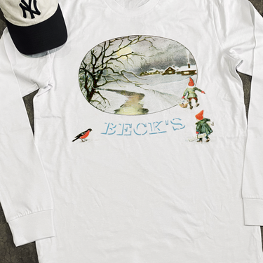 'BECK'S' WINTER GNOME LONG SLEEVE WHITE TEE