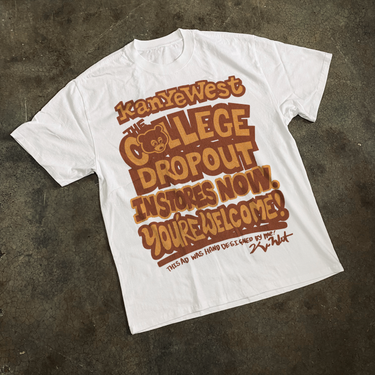 COLLEGE DROPOUT 04' 'YOU'RE WELCOME' HEAVY FADED WHITE TEE