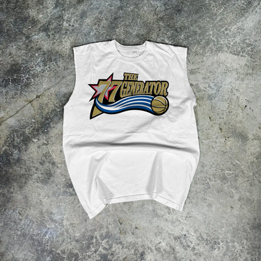 Philly 76Ers 'The Generator' Edgecombe Cut-Off Heavy White Tee