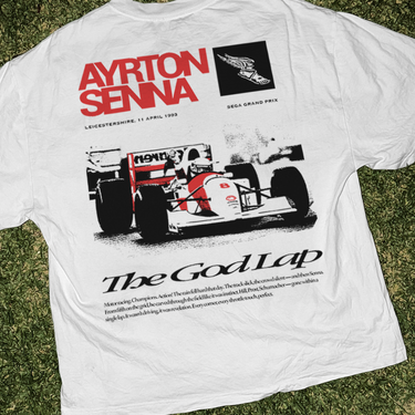 AYRTON SENNA 'GOD LAP' XEROX HEAVYWEIGHT WHITE TEE