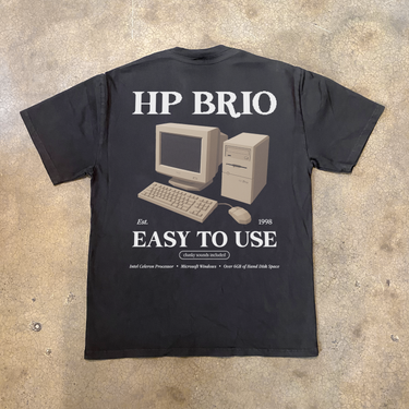 90s 'HP BRIO' RETRO COMPUTER HEAVY FADED TEE